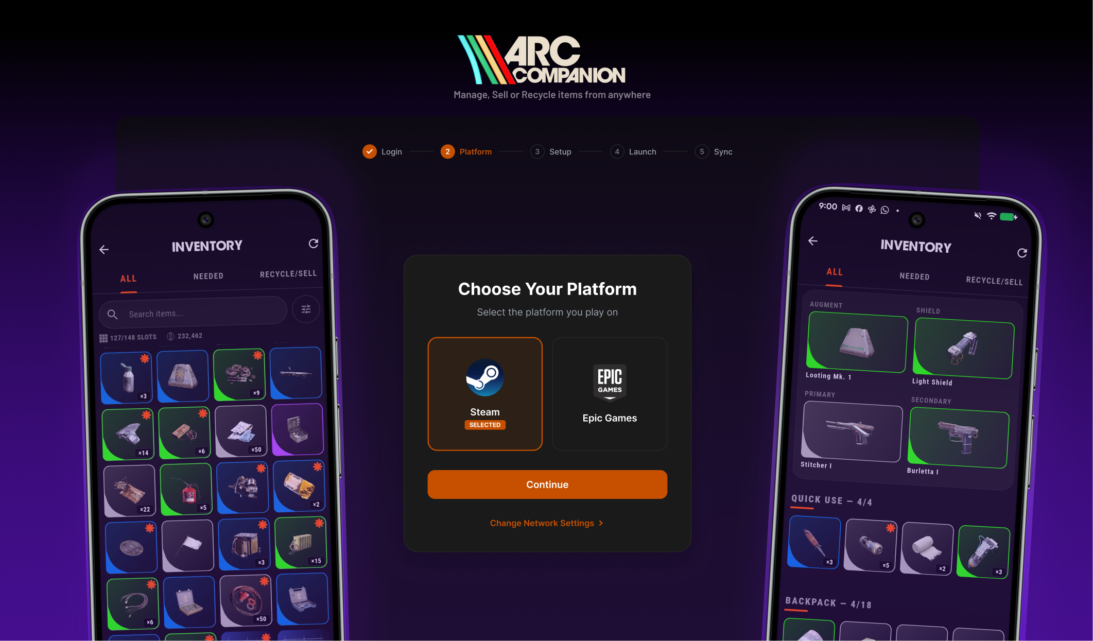 Arc Companion Sync wizard showing the pairing QR code
